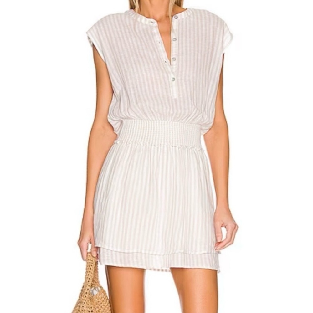Rails Beige and White Striped Dress